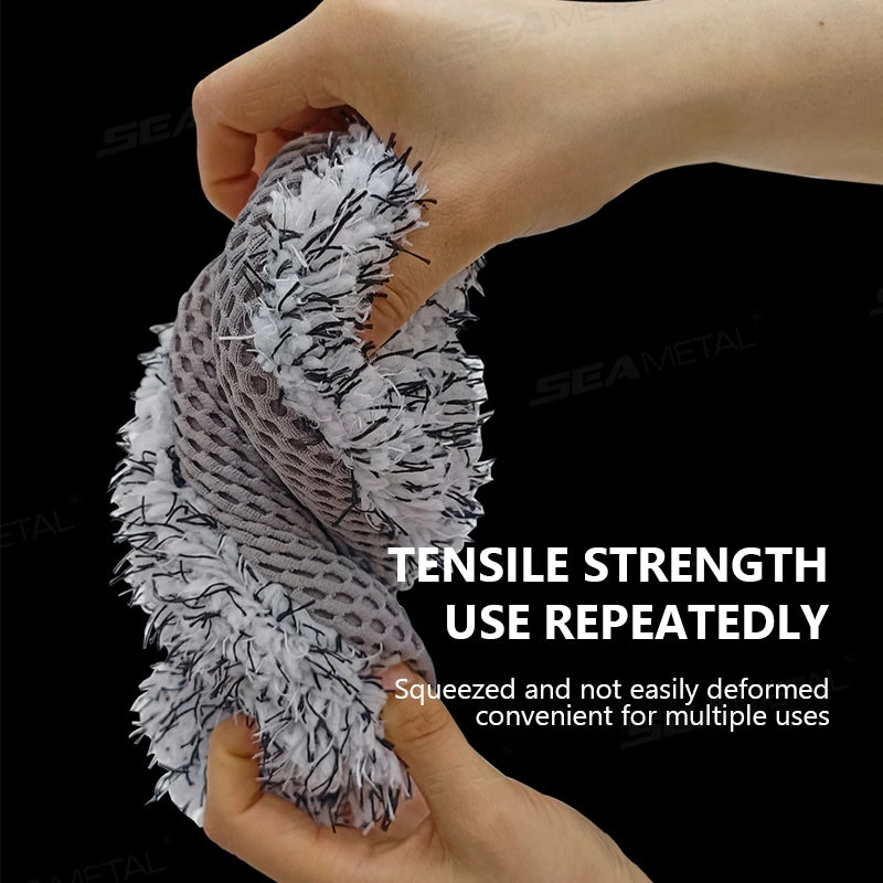SEAMETAL Microfiber Car Wash Sponge Two Sided Plush Massage Net Wheel Cleaning Brush Dust Remover Scratch-free for Car Wash Care