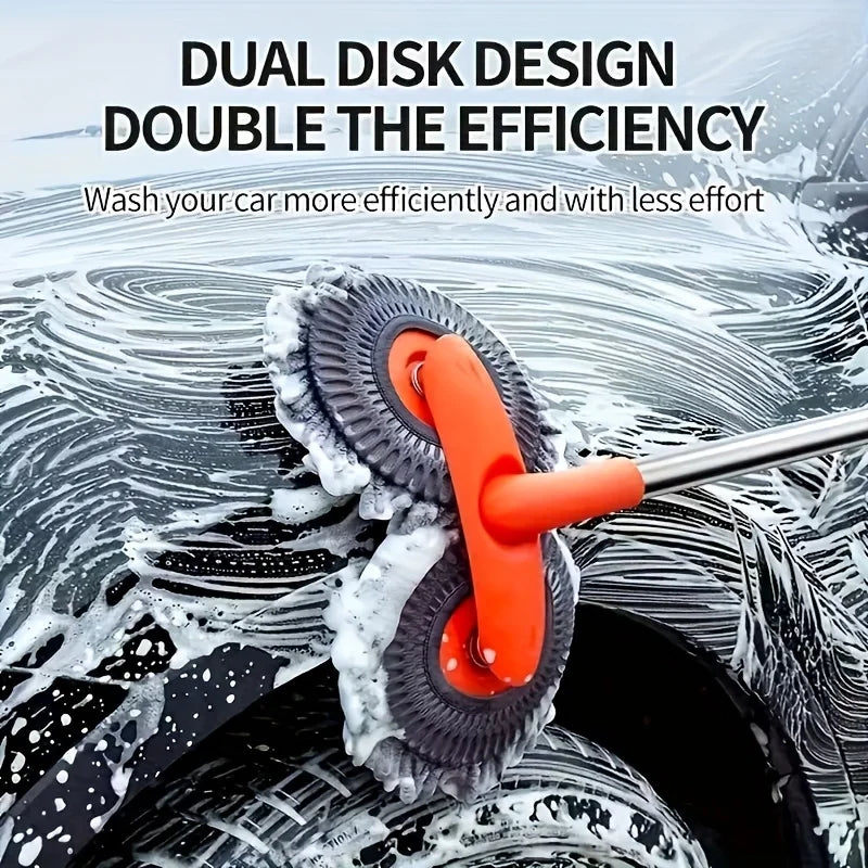 [Car wash brush] Adjustable Long-Handle Car Cleaning Brush，Chenille Microfiber Car Wash Tool,Heavy-duty multi-surface car wash m