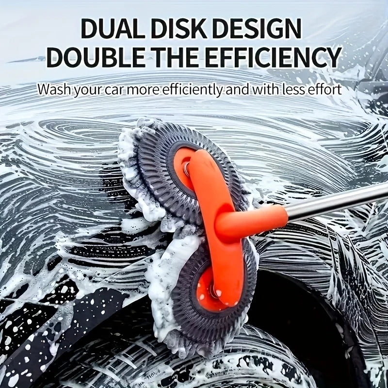 [Car wash brush] Adjustable Long-Handle Car Cleaning Brush，Chenille Microfiber Car Wash Tool,Heavy-duty multi-surface car wash m