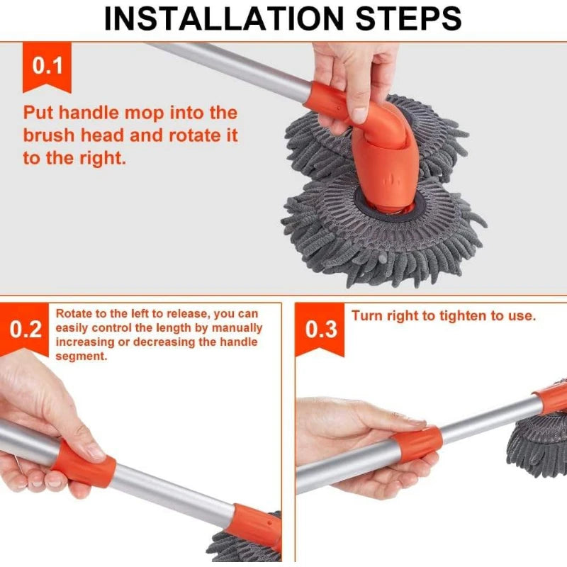 [Car wash brush] Adjustable Long-Handle Car Cleaning Brush，Chenille Microfiber Car Wash Tool,Heavy-duty multi-surface car wash m