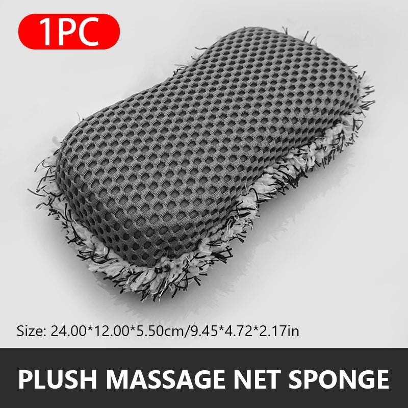 SEAMETAL Microfiber Car Wash Sponge Two Sided Plush Massage Net Wheel Cleaning Brush Dust Remover Scratch-free for Car Wash Care