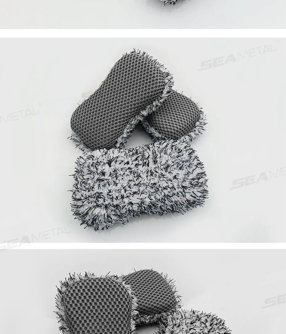 SEAMETAL Microfiber Car Wash Sponge Two Sided Plush Massage Net Wheel Cleaning Brush Dust Remover Scratch-free for Car Wash Care