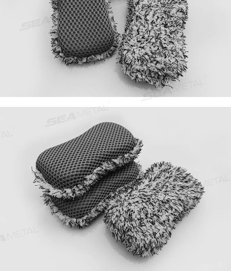 SEAMETAL Microfiber Car Wash Sponge Two Sided Plush Massage Net Wheel Cleaning Brush Dust Remover Scratch-free for Car Wash Care